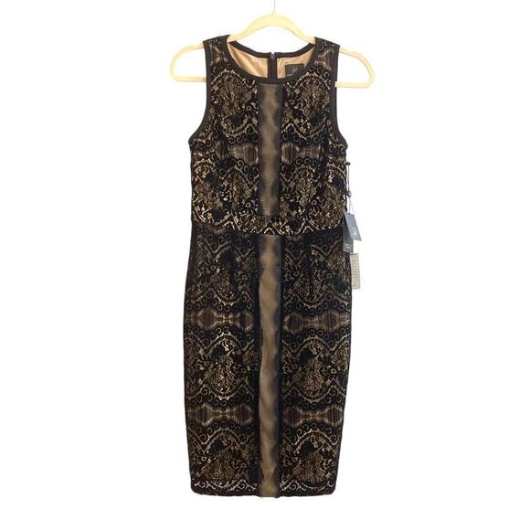 Adrianna Papell - AP1D101560 Sleeveless Velvet Lace Sheath Dress Size 4 NWT - Picture 4 of 12